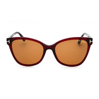 Tom Ford Sunglasses Cat Eye Full Rim, Shiny Red Frame and Brown Lens FT0844ANI68E
