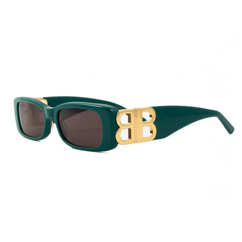 Balenciaga Balenciaga Sunglasses Rectangle Full Rim, Green Frame and Grey Lens BB0096S006