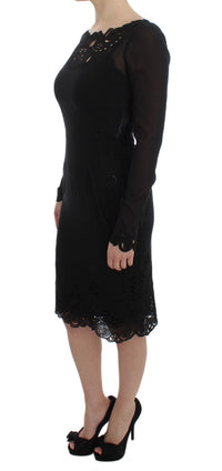 Dolce & Gabbana Black Silk Stretch Sheath Women's Dress