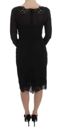 Dolce & Gabbana Black Silk Stretch Sheath Women's Dress