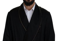 Dolce & Gabbana Black 100% Silk Robe Coat Wrap Men's Jacket