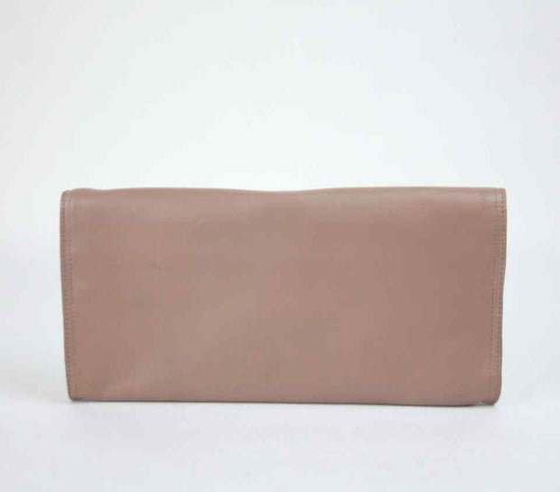 BOTTEGA VENETA Women's Leather Wristlet Clutch Bag Gold Detail Mauve