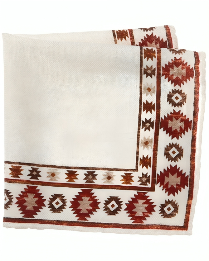 Brunello Cucinelli Silk Blend Geometric Print Pocket Square