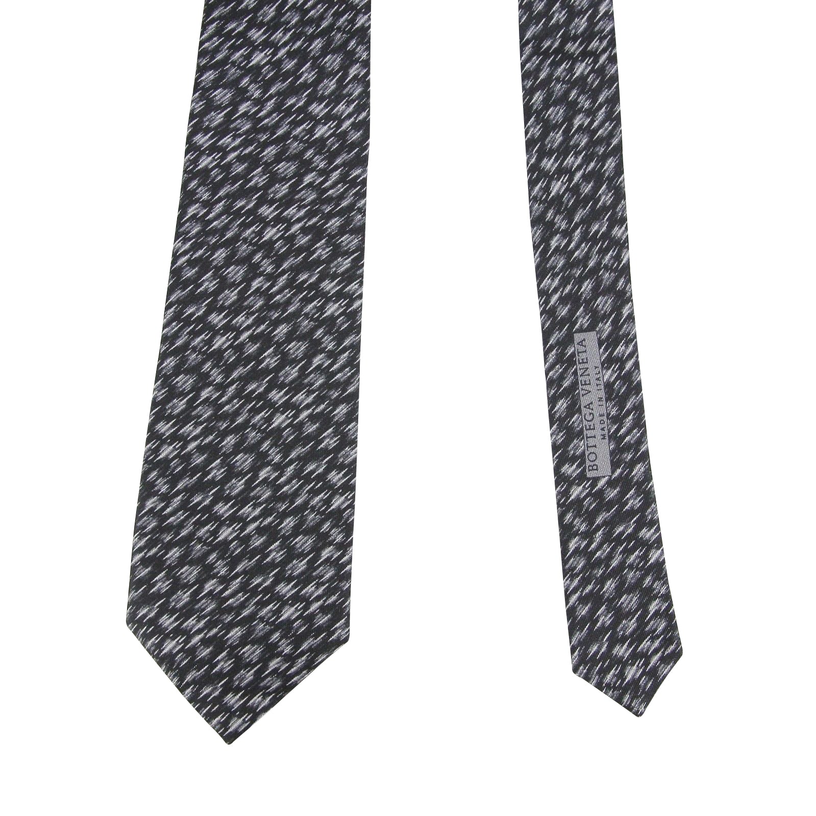 Bottega Veneta Men's Dry Brush Black/White Silk Pattern Tie