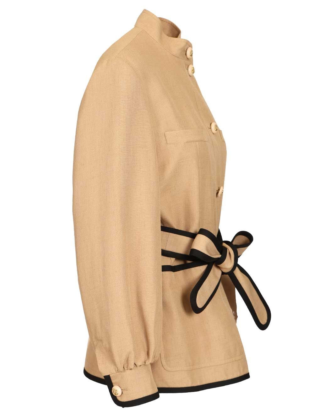 Valentino Garavani Women Embroidered Twill Jacket With Belt