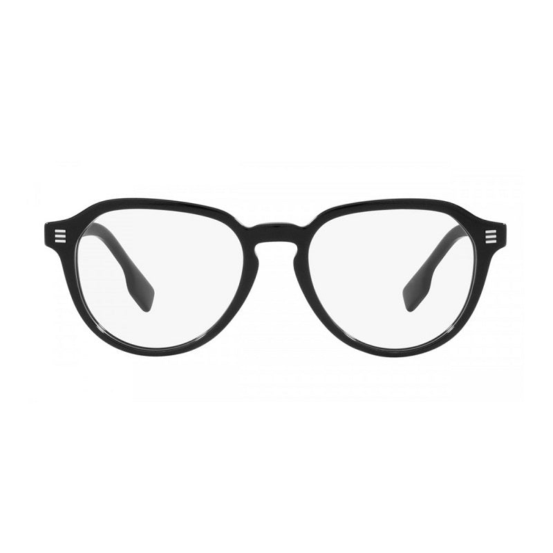 Burberry Eyeglasses Round Full Rim, Black Frame and Clear Demo Lenses Lens BE23683001