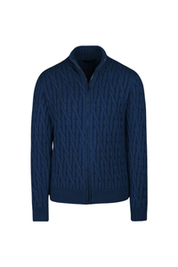 Moorer Moorer Urbino-Dov Zip-Up Cardigan Denim