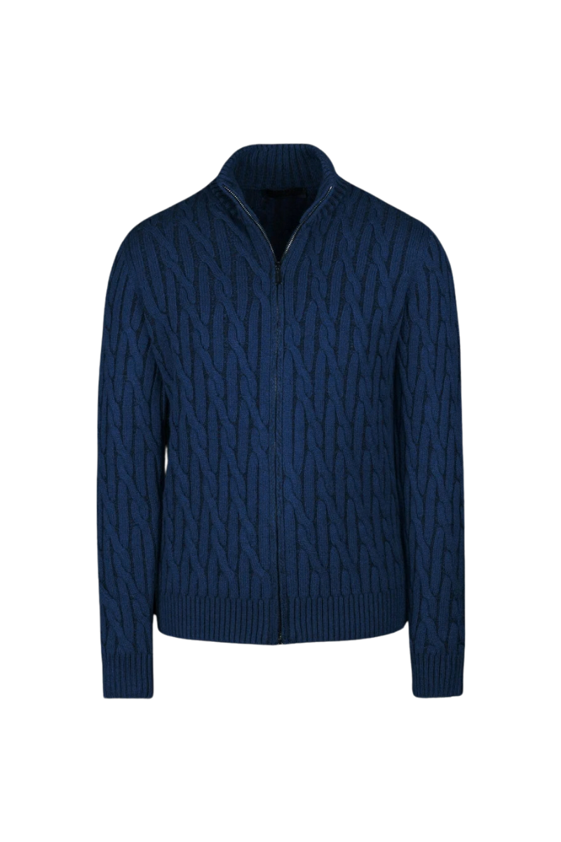 Moorer Moorer Urbino-Dov Zip-Up Cardigan Denim