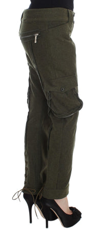 Ermanno Scervino Green Wool Blend Loose Fit Cargo Women's Pants