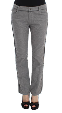 Ermanno Scervino Gray Cotton Straight Fit Casual Women's Pants