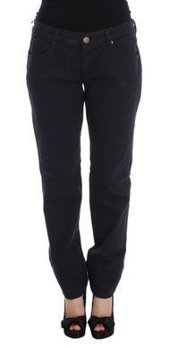 Ermanno Scervino Blue Cotton Blend Casual Fit Women's Pants
