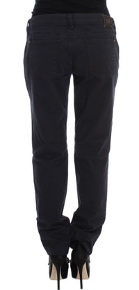 Ermanno Scervino Blue Cotton Blend Casual Fit Women's Pants