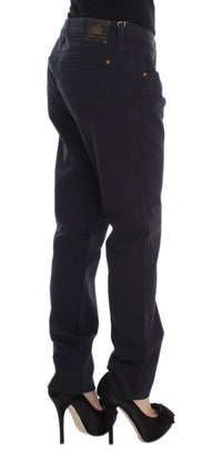 Ermanno Scervino Blue Cotton Blend Casual Fit Women's Pants