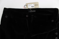 Ermanno Scervino Black Velvet Cotton Straight Legs Women's Pants