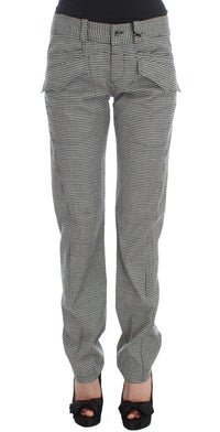 Ermanno Scervino Black White Checkered Cotton Casual Women's Pants