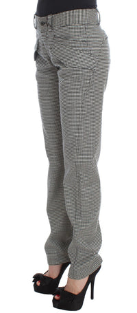 Ermanno Scervino Black White Checkered Cotton Casual Women's Pants