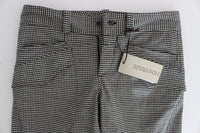 Ermanno Scervino Black White Checkered Cotton Casual Women's Pants