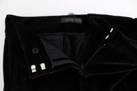 Ermanno Scervino Black Velvet Cotton Straight Legs Women's Pants