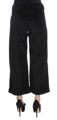 Ermanno Scervino Black Velvet Cotton Capri Bootcut Women's Pants