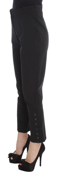Ermanno Scervino Black Cotton Blend Capri Cropped Women's Pants