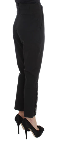 Ermanno Scervino Black Cotton Blend Capri Cropped Women's Pants