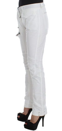 Ermanno Scervino White Nylon Padded Slim Fit Cargo Women's Pants