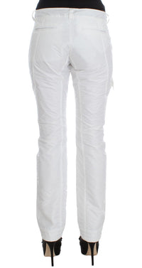 Ermanno Scervino White Nylon Padded Slim Fit Cargo Women's Pants