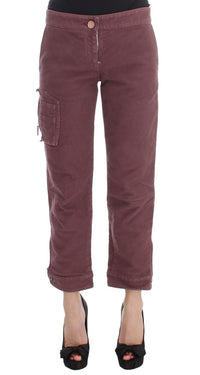 Ermanno Scervino Bordeaux Cotton Cropped Cargo Women's Pants