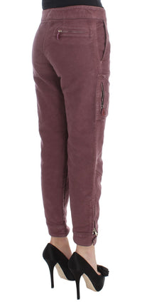 Ermanno Scervino Bordeaux Cotton Cropped Cargo Women's Pants