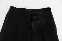 Ermanno Scervino Black Striped Cotton Blend Wide Legs Women's Pants
