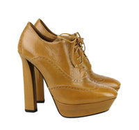 Bottega Veneta Women's Brown Leather Lace-up Platform Heel Boot19