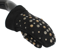 Dolce & Gabbana Gray Wool Shearling Studded Men's Gloves