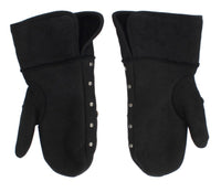 Dolce & Gabbana Gray Wool Shearling Studded Men's Gloves