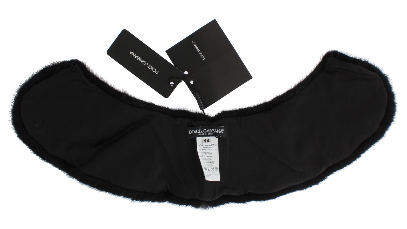 Dolce & Gabbana Black Mink Fur Shoulder Collar Women's Scarf