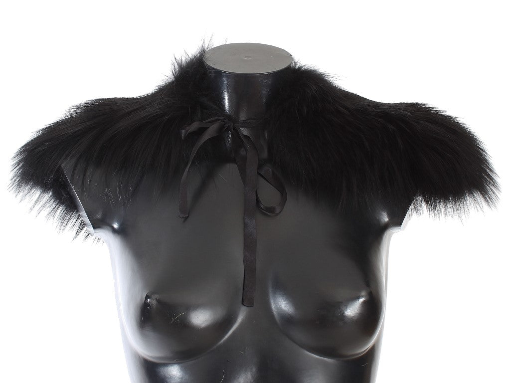 Dolce & Gabbana Black Fox Fur Collar Women's Scarf