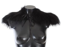 Dolce & Gabbana Black Fox Fur Collar Women's Scarf