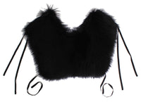 Dolce & Gabbana Black Fox Fur Shoulder Wrap Cover Collar Women's Scarf