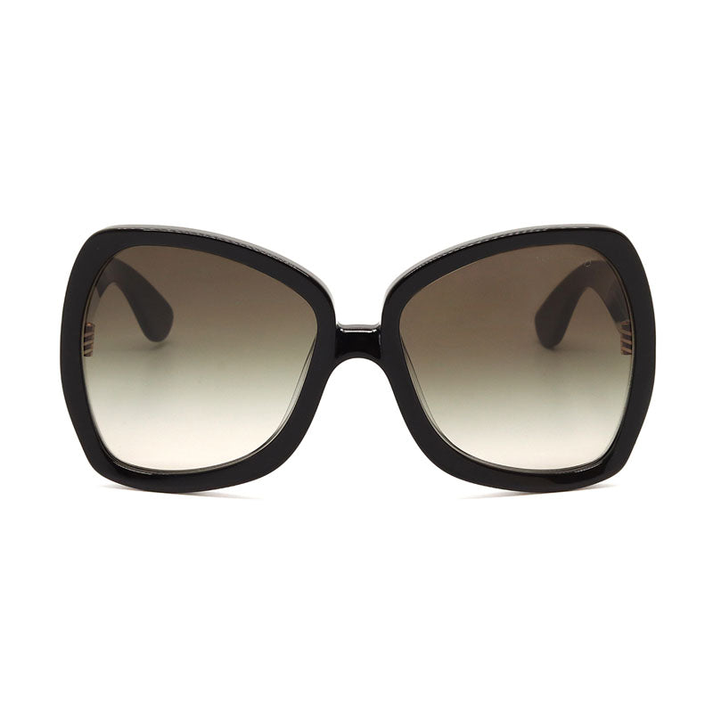 Tom Ford Sunglasses Butterfly Full Rim, Shiny Black Frame and Smoke Gradient Lens FT122201B