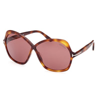 Tom Ford Sunglasses Butterfly Full Rim, Dark Havana Frame and Violet Lens FT101352Y