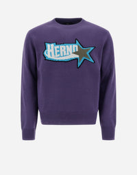 Herno Men's Star Logo Knit Purple Mg000110U-70164-4745