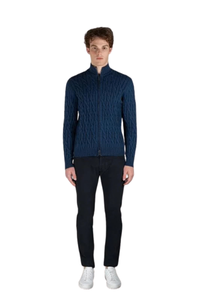 Moorer Moorer Urbino-Dov Zip-Up Cardigan Denim