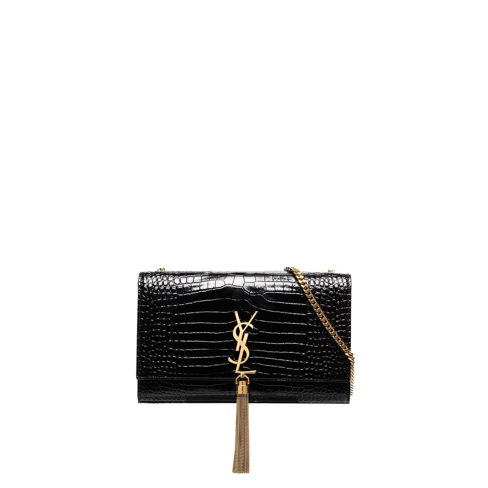 SAINT LAURENT Saint Laurent Kate Medium Tassel Crocodile Embossed Leather Bag Women