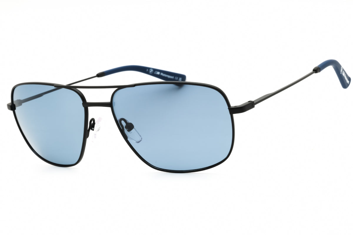 BMW BMW Sunglasses Aviator Full Rim, Matte Black Frame and Blue Polarized Lens BS002602M