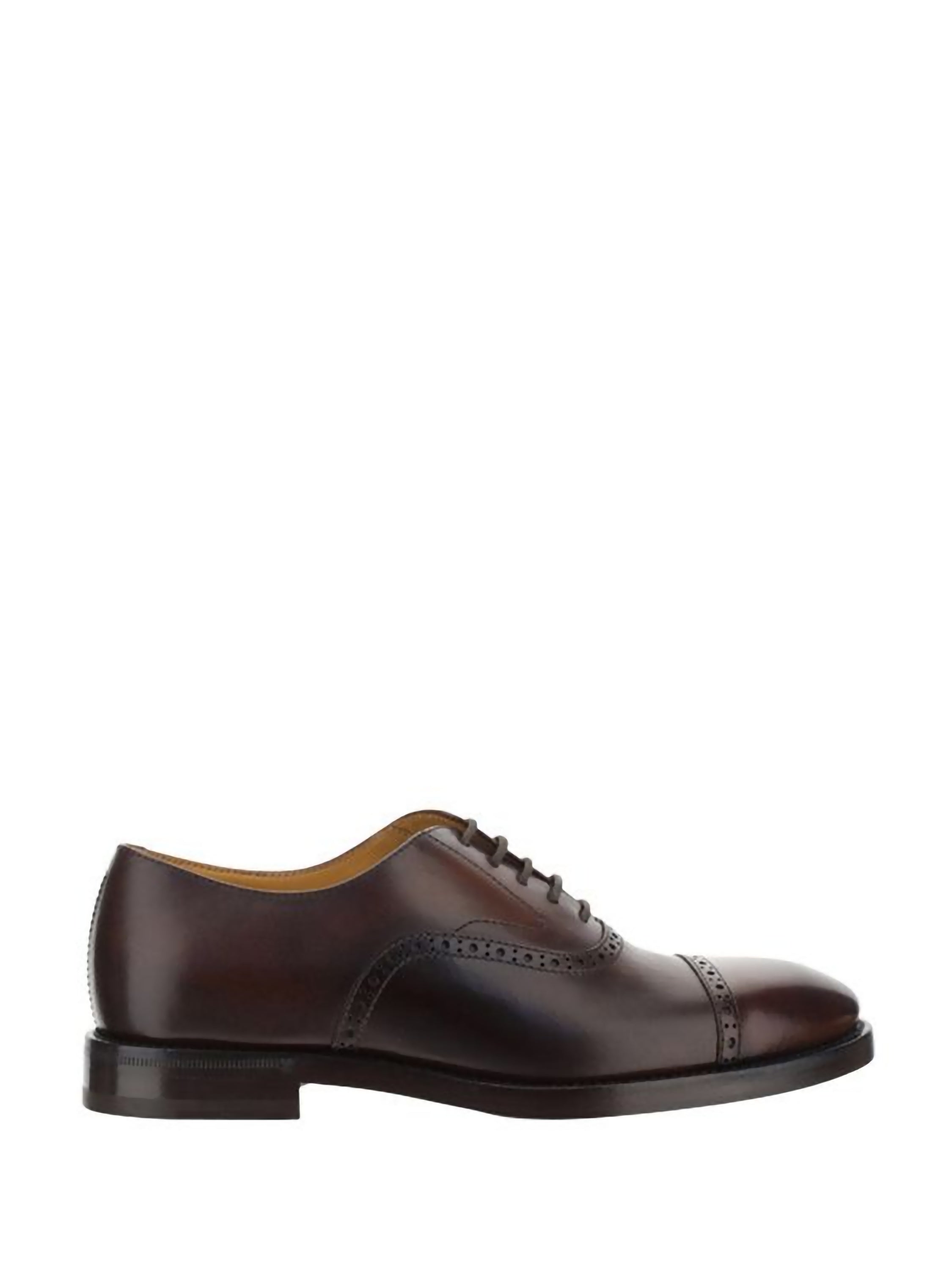Brunello Cucinelli Polished Leather Brogue Cap-Toe Oxfords