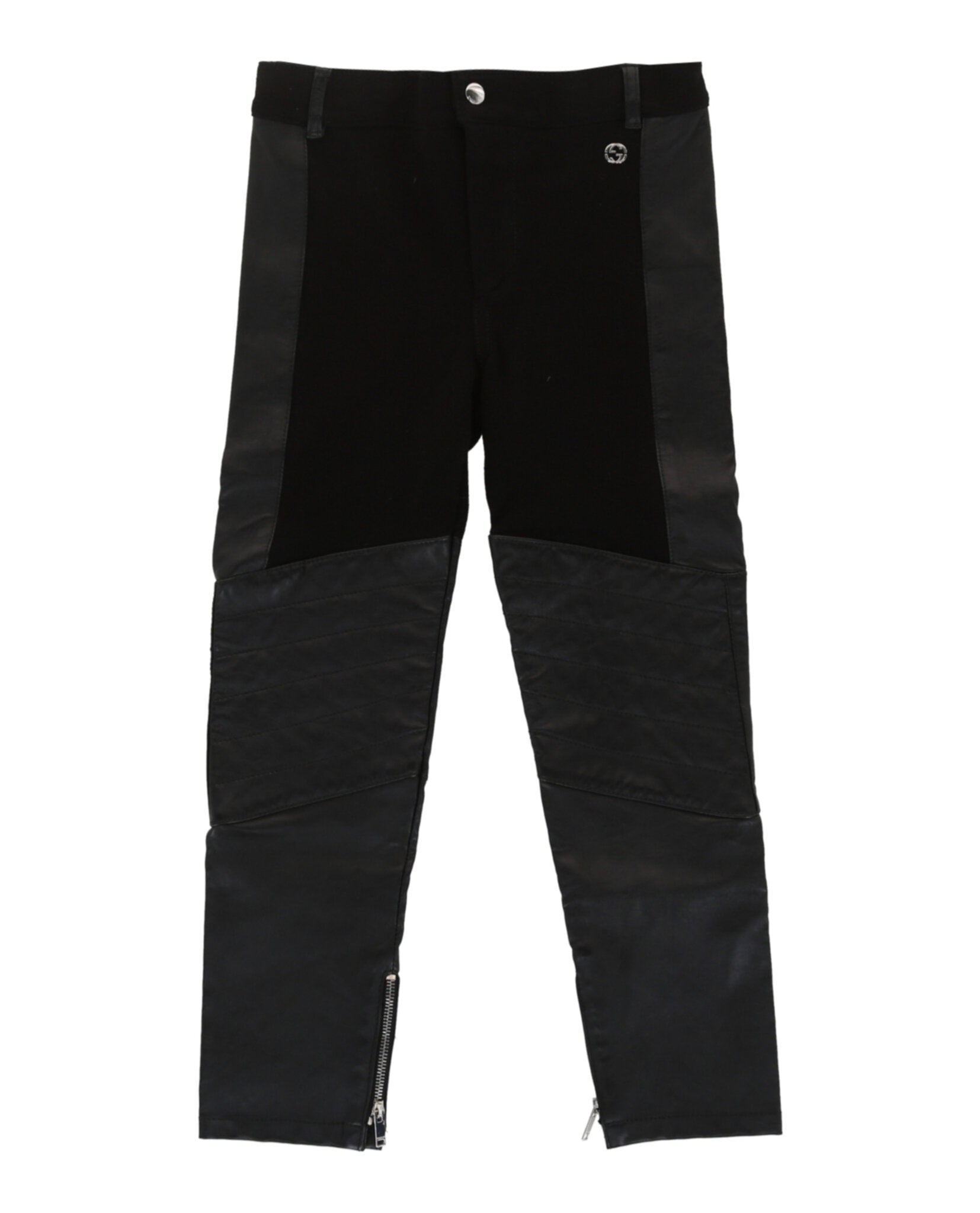 Gucci Boys Faux Leather Mixed Media Pants