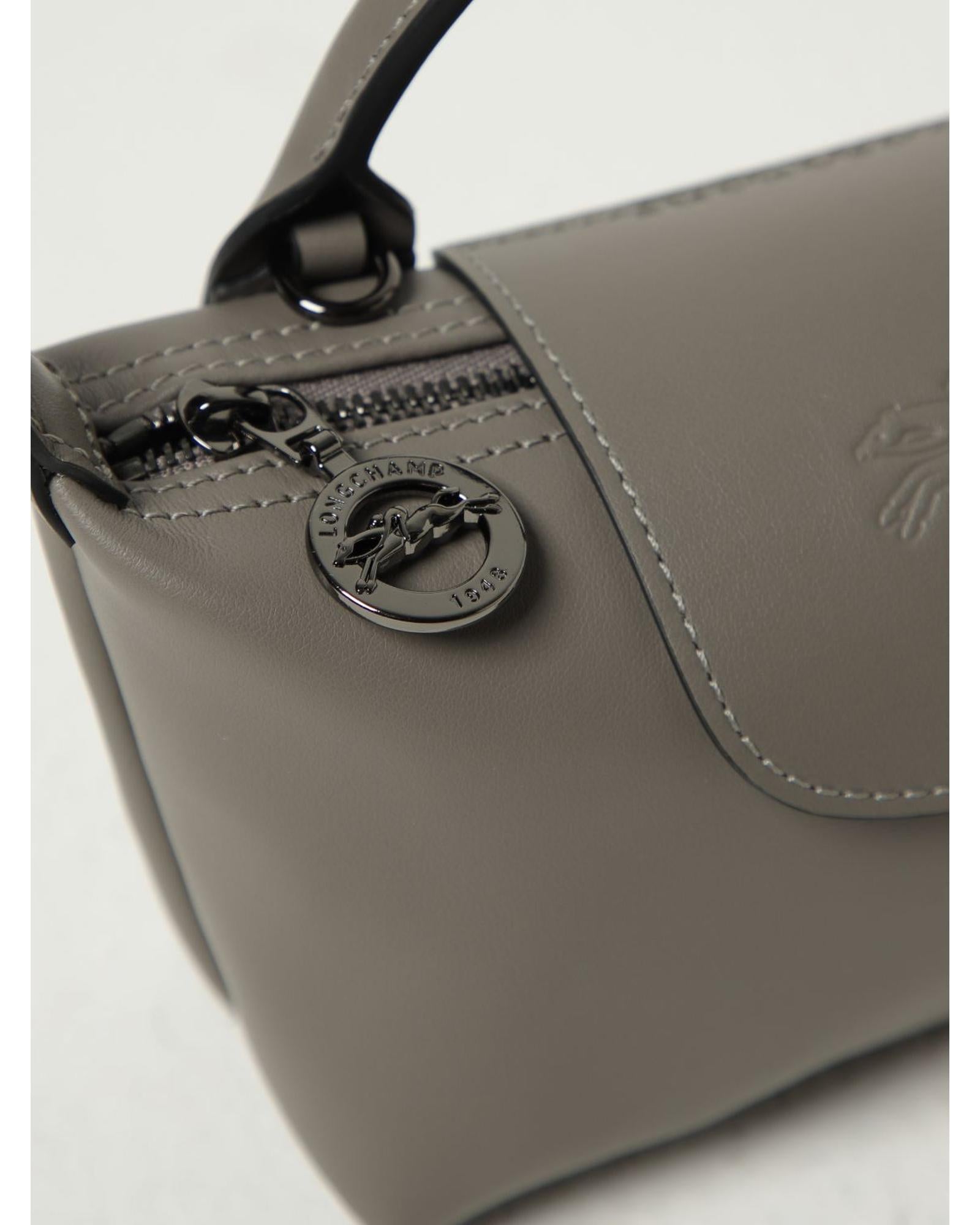 Longchamp Le Pliage Top Handle Snap Bag Women Dove Grey Mini Bags