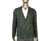 Gucci Men's Floral Blazer Green Cotton Two Button Jacket Green