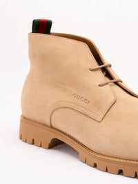 Gucci Gucci Men Lace-Up Ankle Boot With Web
