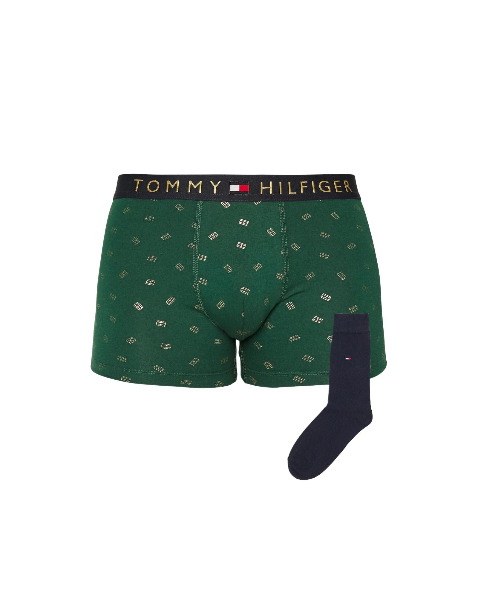 Tommy Hilfiger Mens Green Boxer Briefs with AllOver Logo Print Regular XL Green