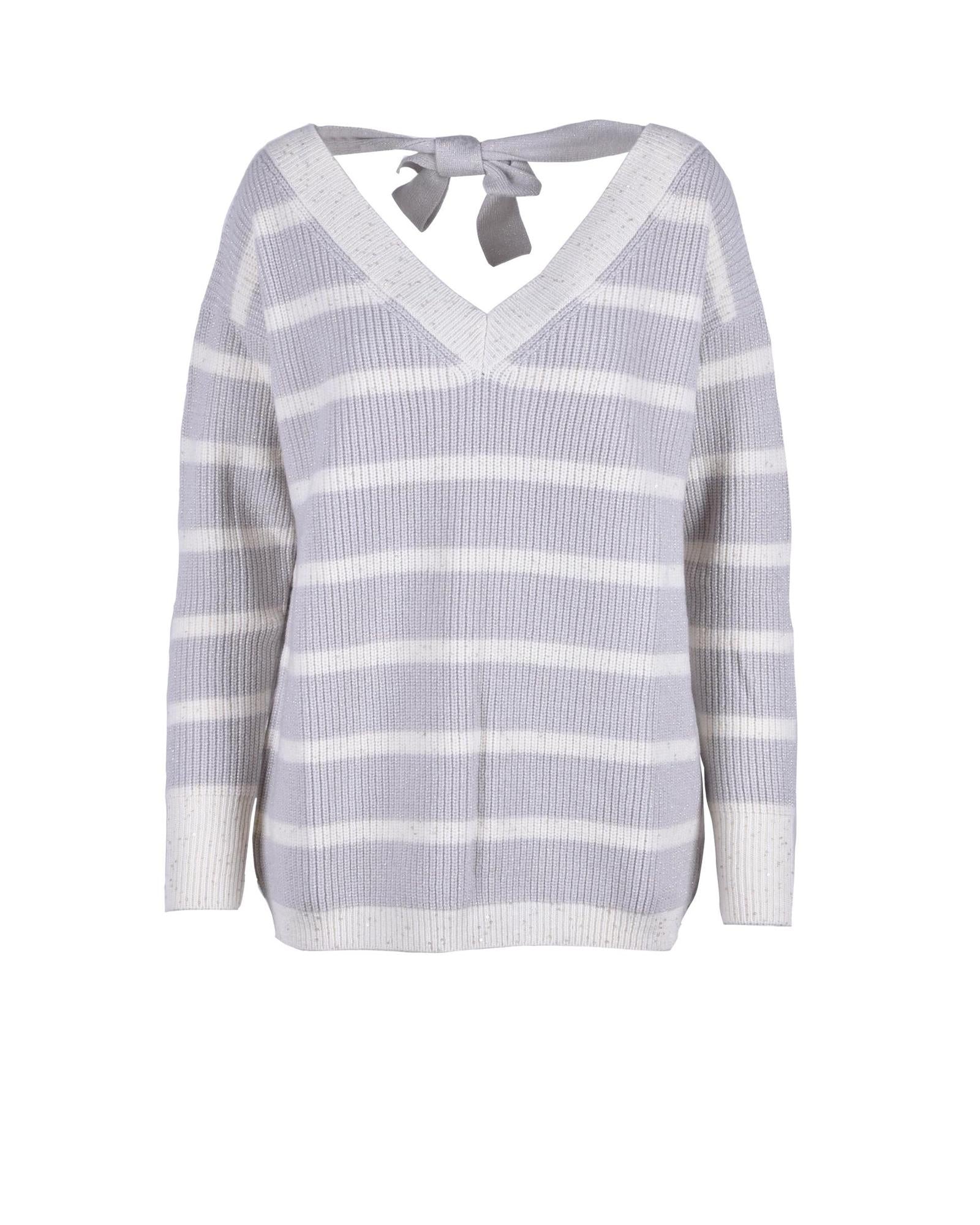 Lorena Antoniazzi Striped VNeck Sweater 6 White